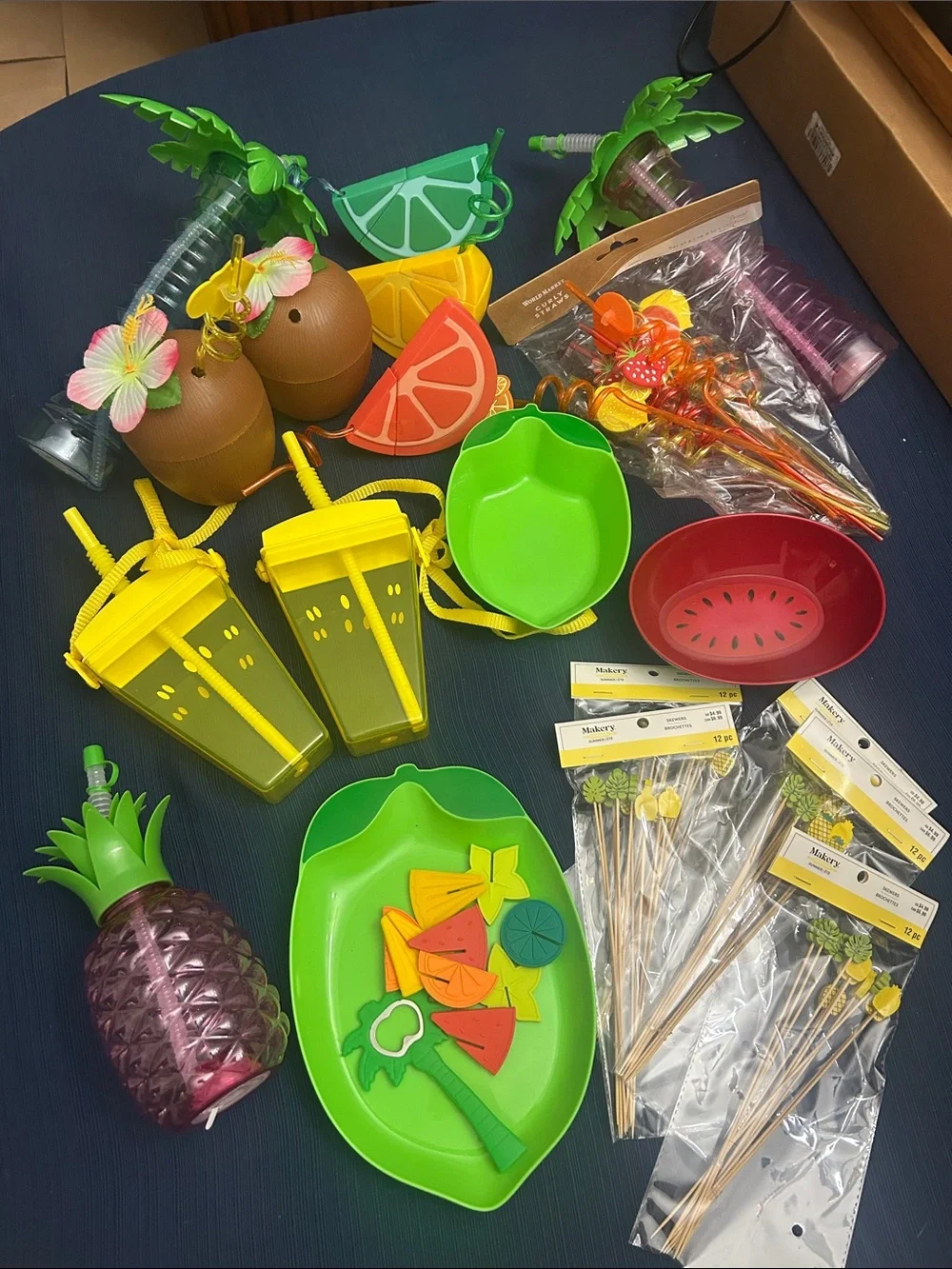 Tropical Tiki Fruit Party Drinkware & Serving Set - Lots of goodies!!